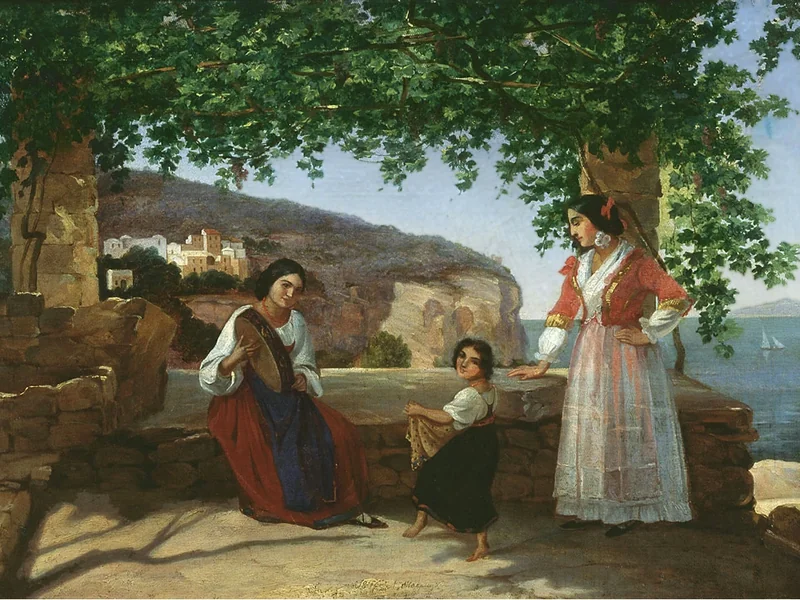 1810-Apollon Mokritsky - Roma, Donne italiane in terrazza, 1846
